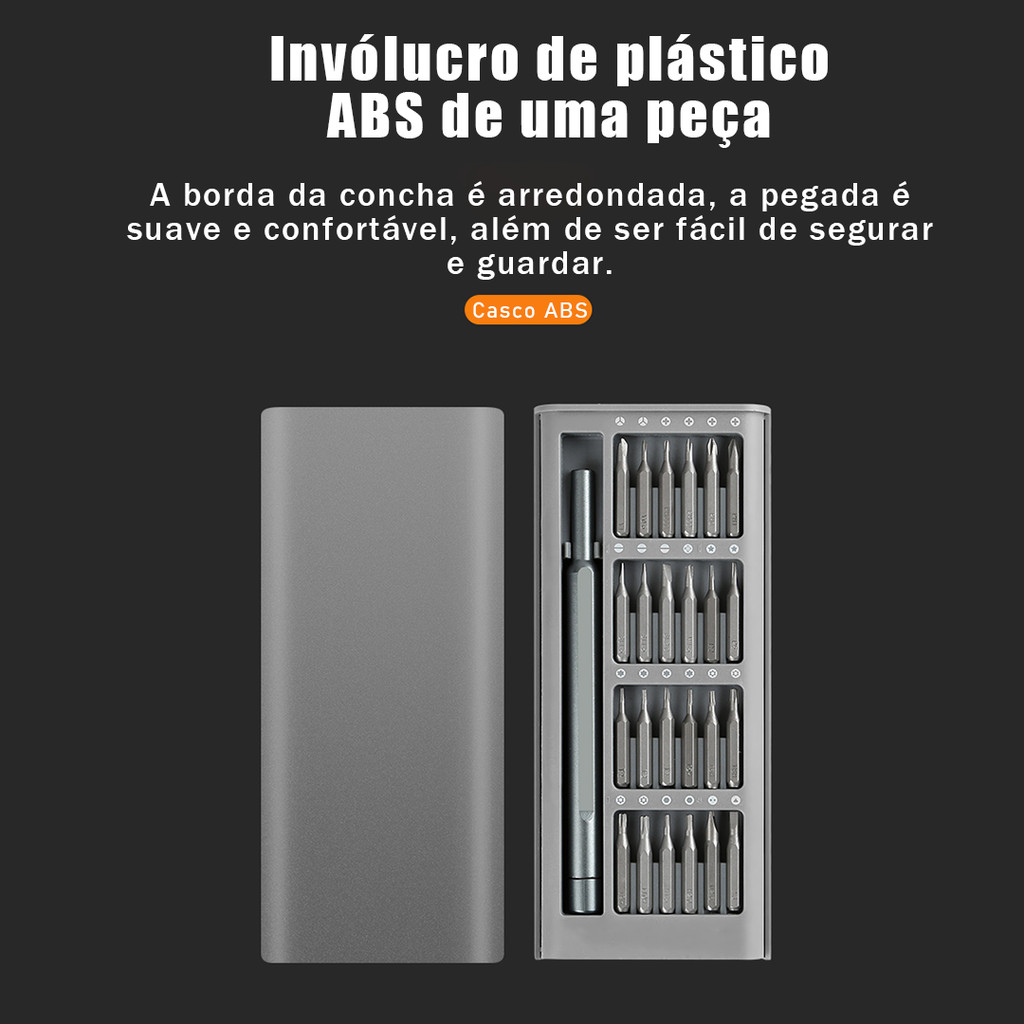 Kit Chave de Precisão 25 em 1 King'sdun Bits S2 ABS para Manutenção de Celulares e Reparos em Oferta na Shopee