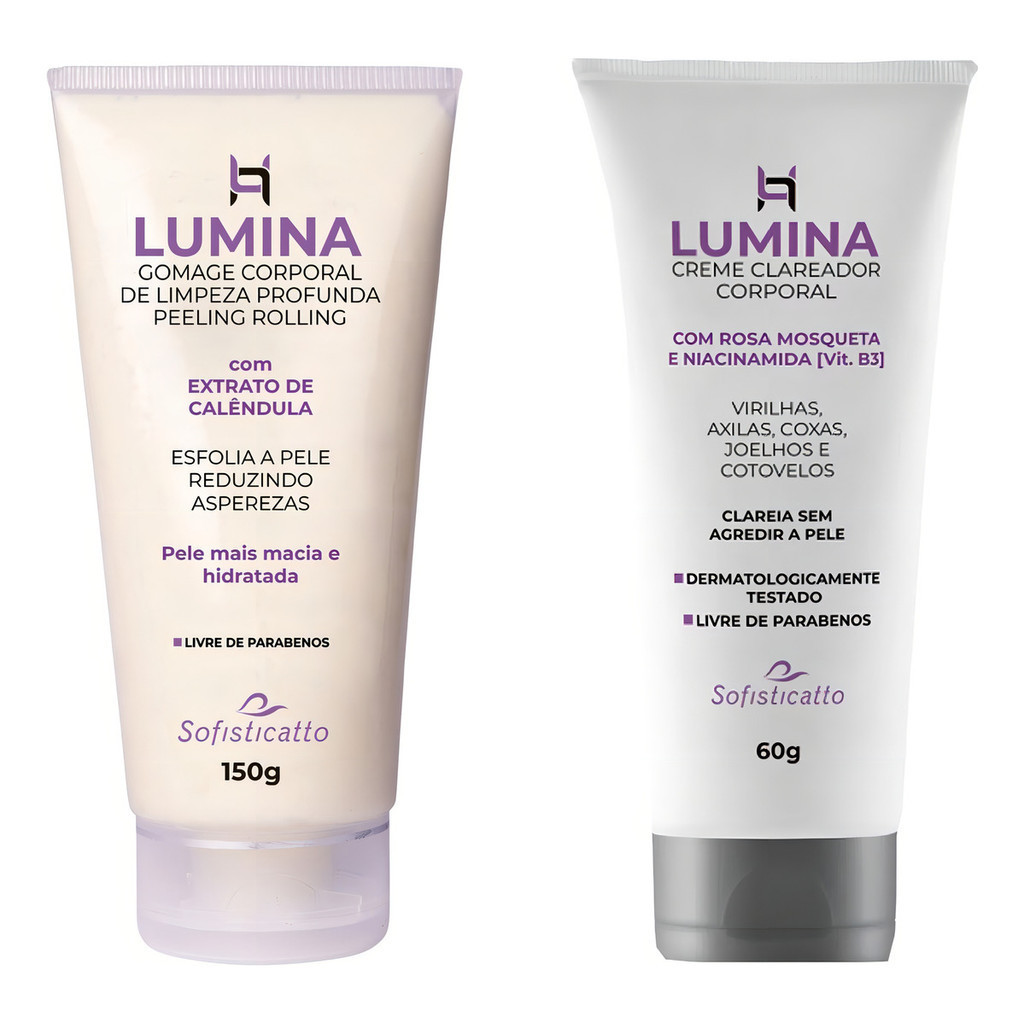 Kit Clareador Virilha Axilas E Esfoliante Corporal Lumina