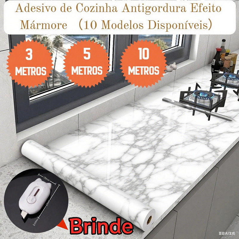 Adesivo de Cozinha Mármore – Impermeável e Antigordura, Resistente ao Calor para Fogão e Armário em Oferta na Shopee
