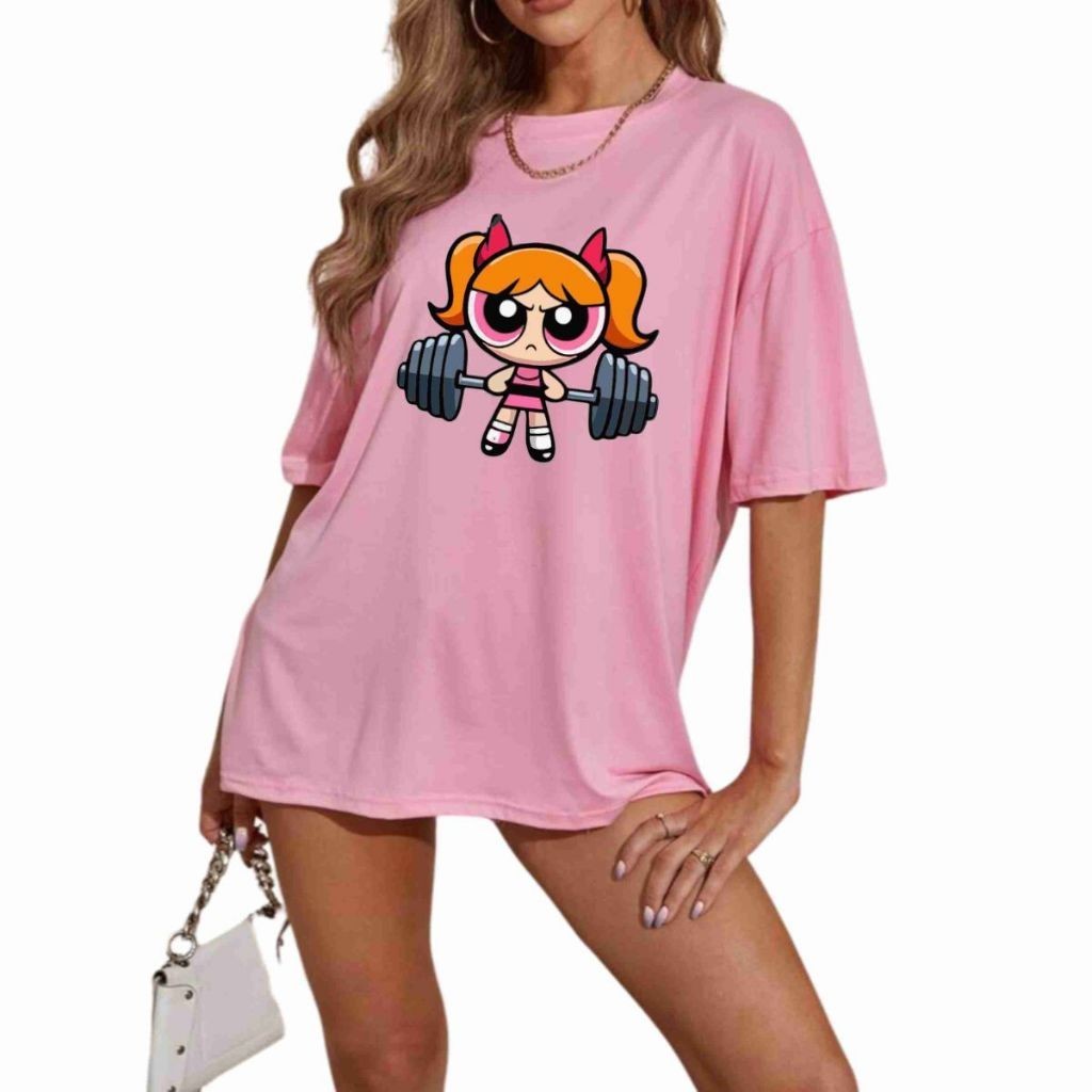 Camiseta Streetwaer Academia Gym fitness T-shirt Meninas Super poderosas Florzinha Blusão Oferta