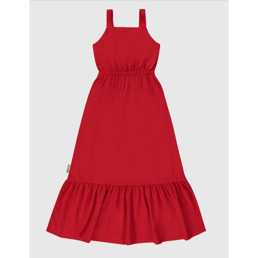 Vestido Infantil Longo Amarração Costas Em Viscose Malwee Kids Vermelho