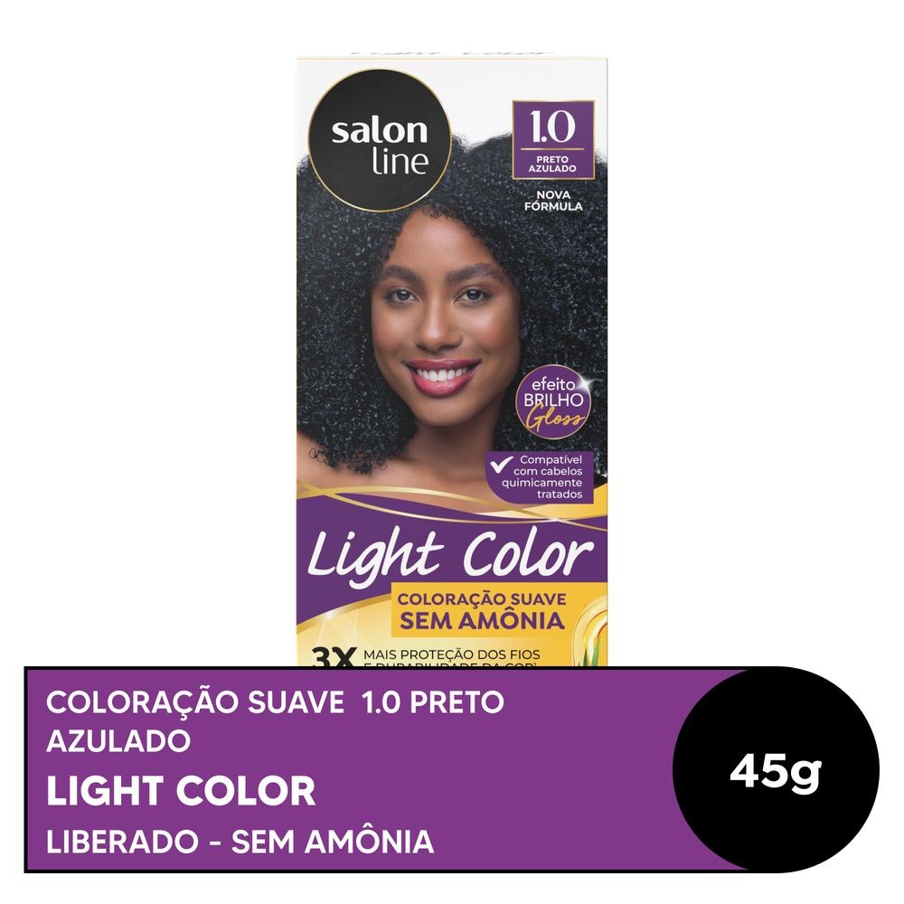 Coloração Salon Line Light Color Profissional 1.0 Preto Azulado