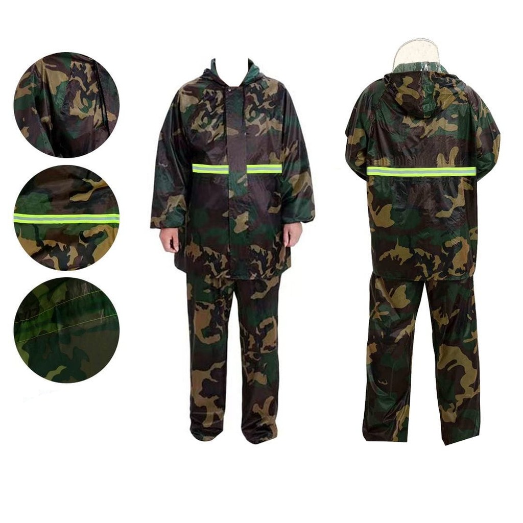 Conjunto Capa de Chuva Impermeável Faixa Refletiva – Azul Marinho e Militar Proteção Completa DKL