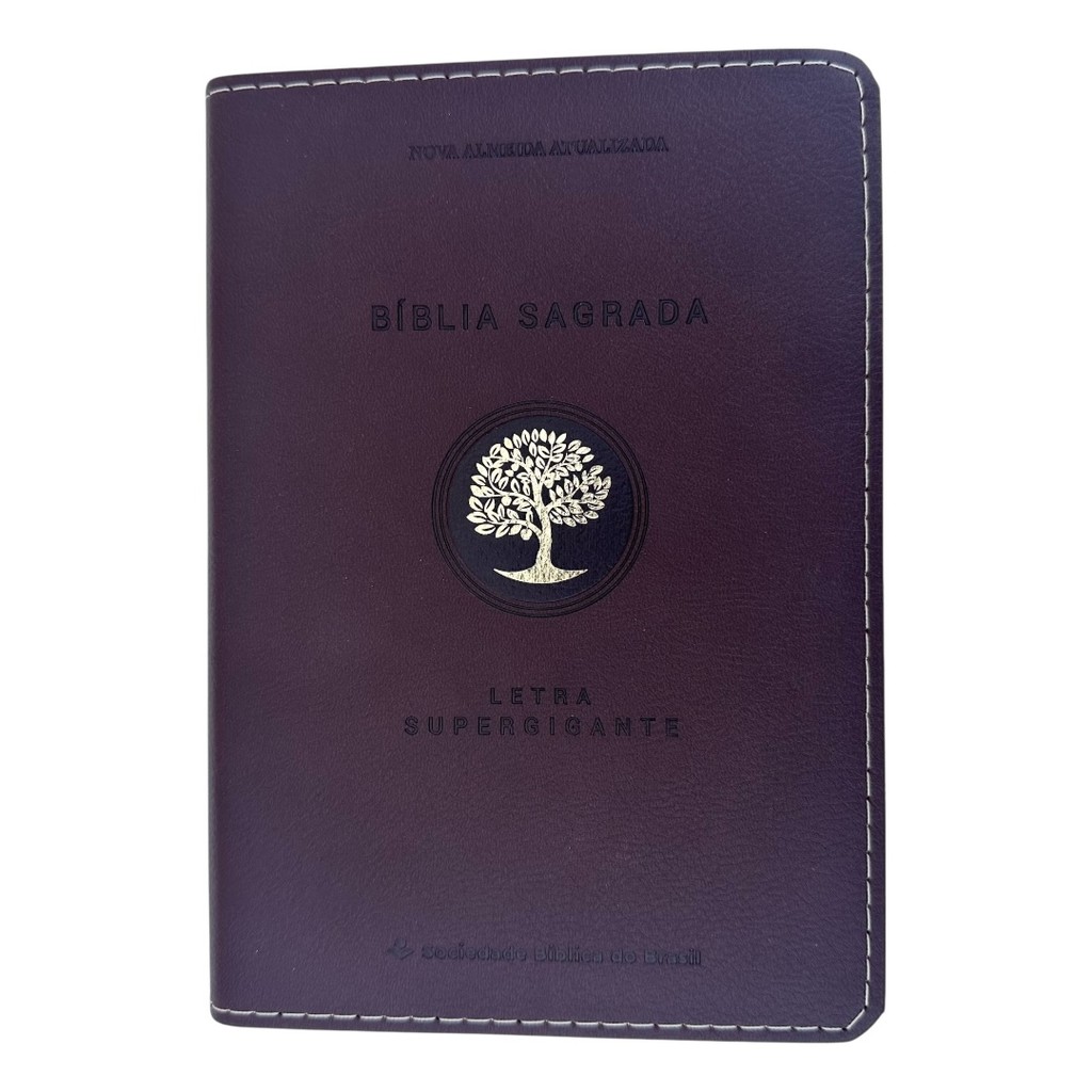 Biblia Letra Supergigante sbb compacta marrom arvore Capa couro bond