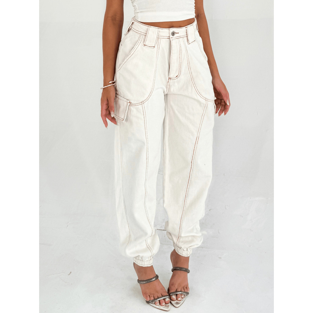 Coolestfemininay 8202 Calça Jeans Feminina  Mom Calca Com Bolsa 8202 em Oferta na Shopee