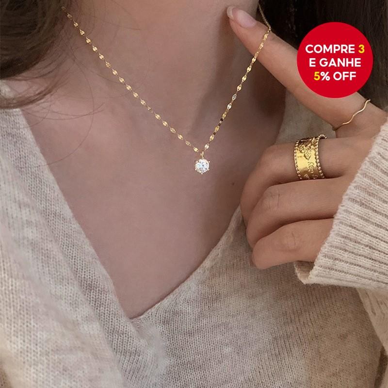 Colar Elegante De Diamante Único Para Mulheres Joias Com Pingente Delicado Minimalista
