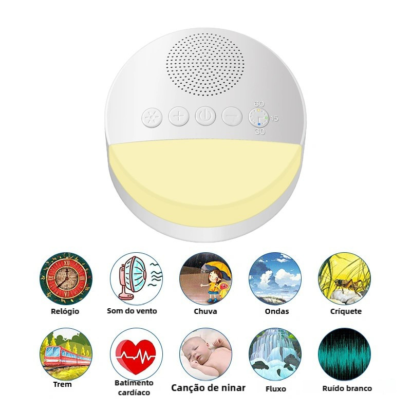 Reprodutor Portátil de Som de Sono para Crianças Música e Ruído Branco Dispositivo Auxiliar de Sono com Música e Luz em Oferta na Shopee