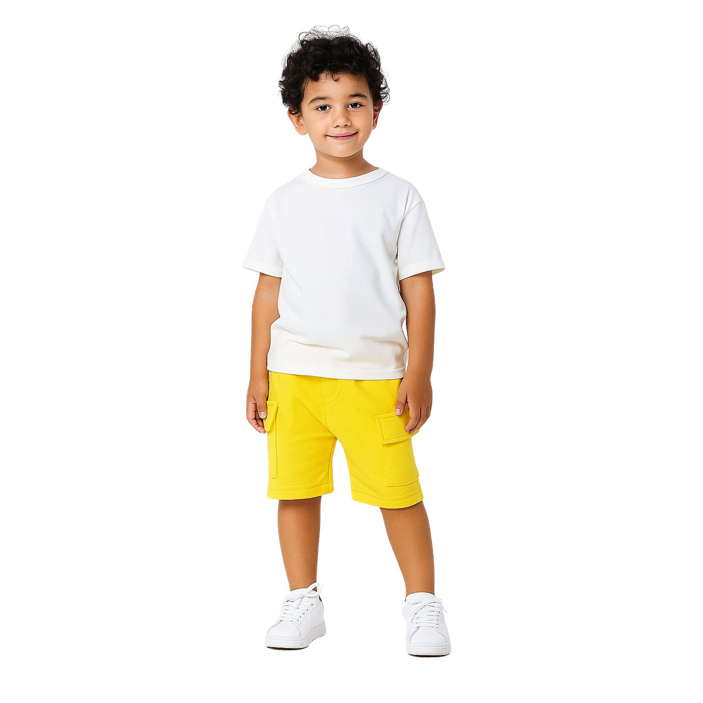 Kit 3 Bermudas Infantil Moletinho Cinza Amarelo E Vermelha