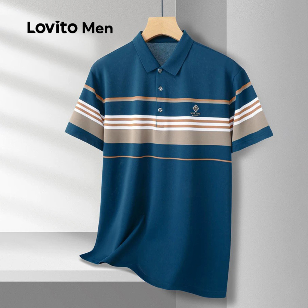 Lovito Men Camisa Polo Casual de Cores Combinadas para Primavera/verão para homens LNE114042 em Oferta na Shopee
