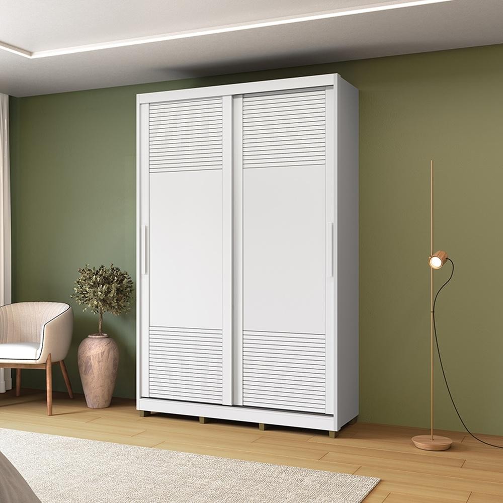 Guarda Roupas 2 Portas de Correr Bordeaux Branco s/ Espelho MDF Casamia em Oferta na Shopee