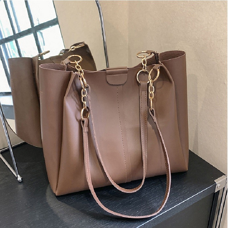 Bolsa Feminina De Couro PU Minimalista Bolsa De Ombro Para Passageiros Bolsa Feminina De Moda Retrô De Grande Capacidade em Oferta na Shopee