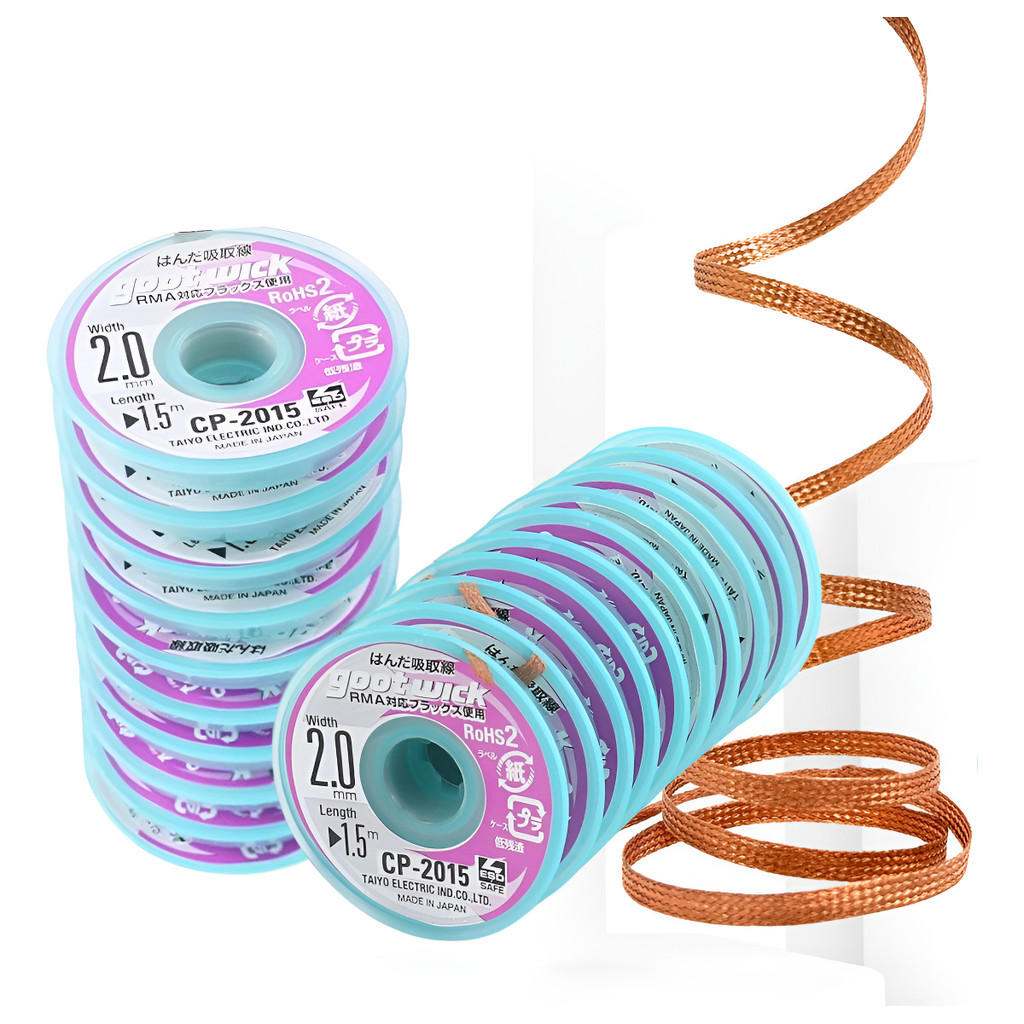 Kit Com 10 Fita Malhas Dessoldadora Goot Cp 2015 2.0mm 1,5m