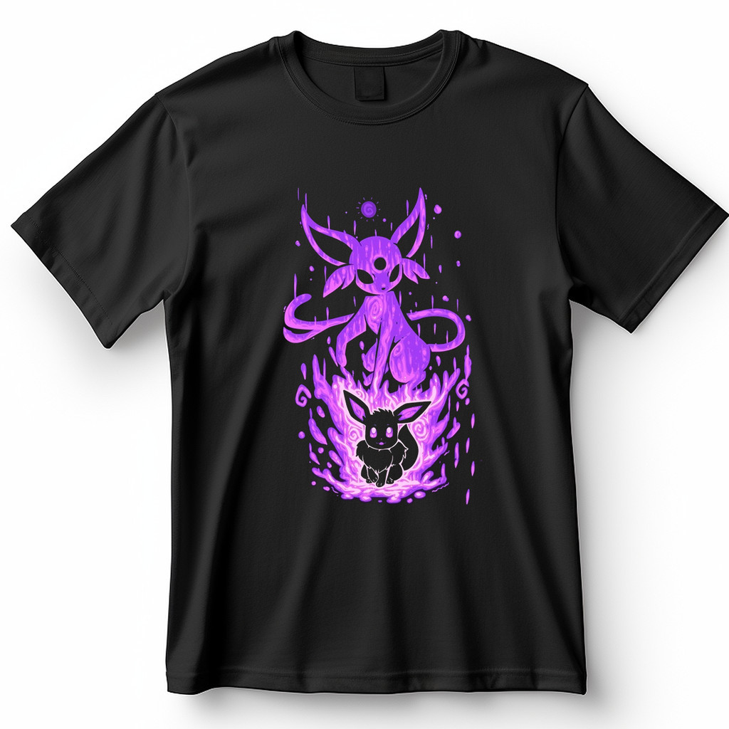Camiseta Pokémon Eevee E Espeon Evolução Psíquica Roxa Blusa Camisa 100% Algodão fashion