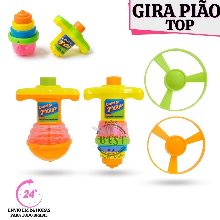 Gira Pião Luminoso Com Lançador Automático Luz Lança Ciclone Voe Pelos Céus