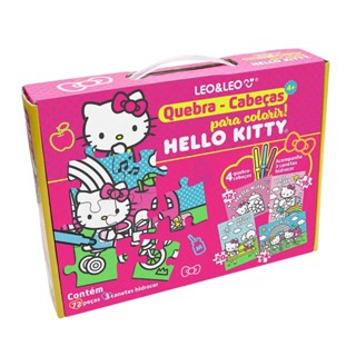 Quebra-Cabeça 4 em 1 para colorir Hello Kitty - Kit c/ 72 Peças e 3 Hidrocor Leonora - 91716 em Oferta na Shopee