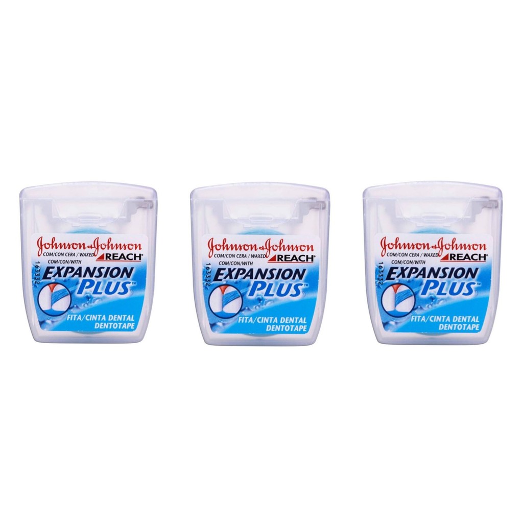 Kit 3 Fita Fio Dental J&J Reach Expansion Plus 50m