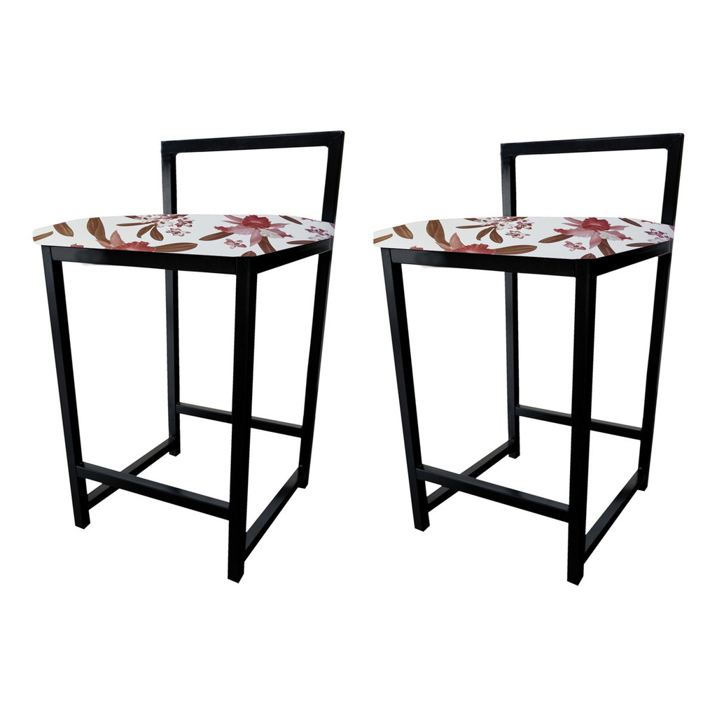 Kit 2 Banqueta Baixa Quadrada Industrial Cozinha Balcão