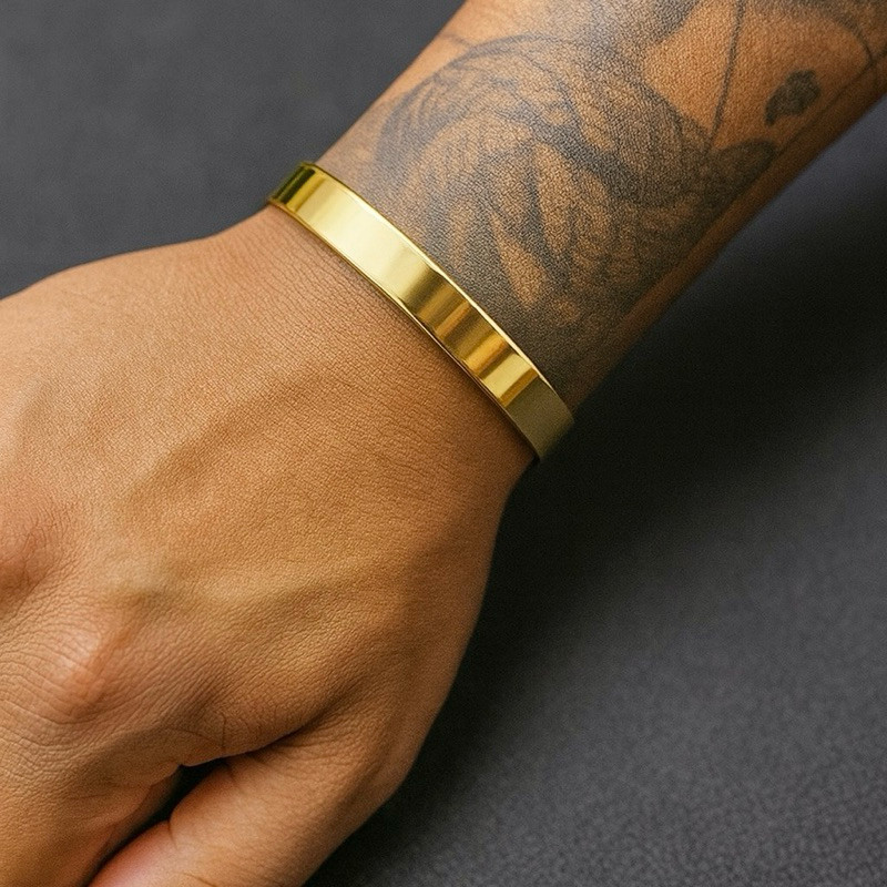 Pulseira Bracelete Liso ajustável 100% Moeda Antiga não descasca não fica preto
