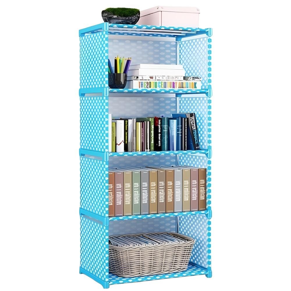 ESTANTE MULTIUSO ORGANIZADOR LIVROS BRINQUEDOS 5 PRATELEIRAS EMPILHAVEL QUARTO BANHEIRO LAVANDERIA ROUPAS MODULAR AZUL