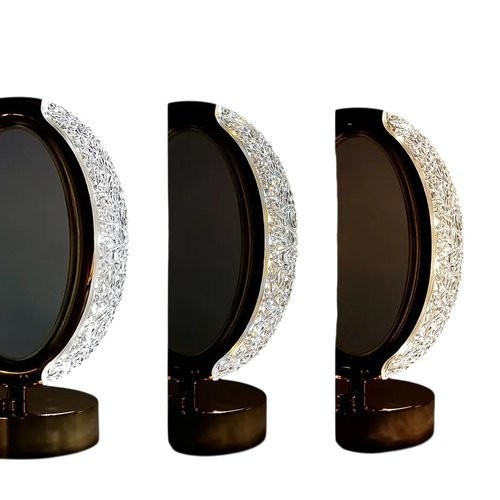 Luminaria Mesa Led Oval Usb Com Funcao Gravar Video Abajur Moderno Compacto