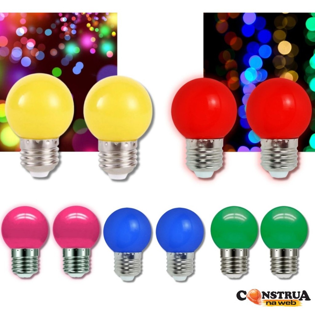 Kit 2 Lâmpadas Bolinhas Led 1w Colorida 110V-220V Abajur Decoração Festas em Oferta na Shopee