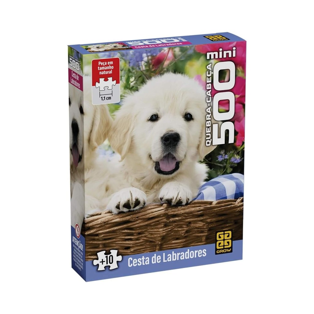 Mini Quebra-cabeça 500 peças Cesta de Labradores Grow - 04863 em Oferta na Shopee