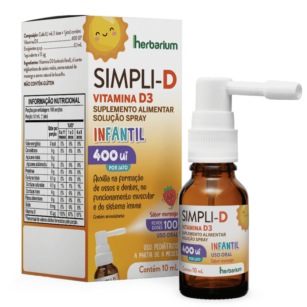 Vitamina D Infantil Simpli D 400ui 10ml Sabor Morango