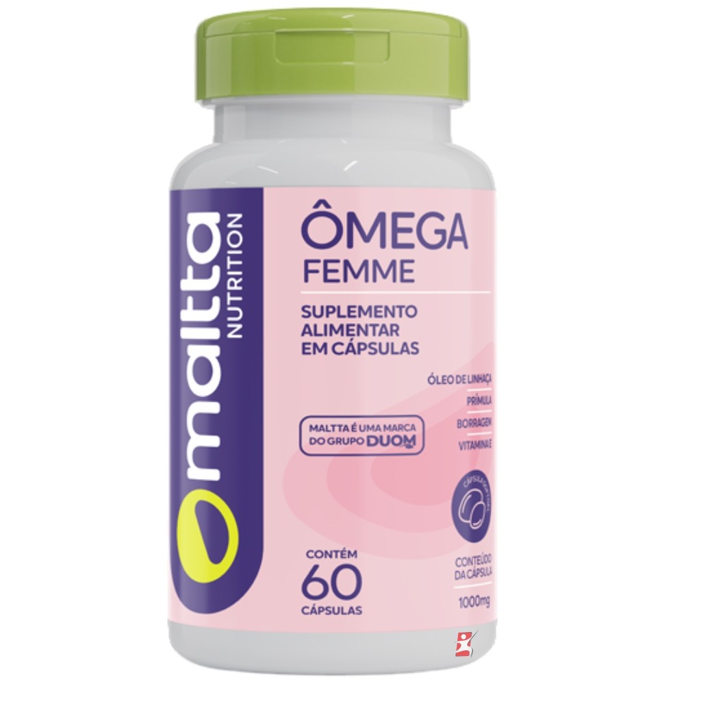 OMEGA FEMME - PRÍMULA + BORRAGEM + LINHAÇA + VITAMINA E SAÚDE E BELEZA DA MULHER 60 CAPS - MALTTA NUTRITION