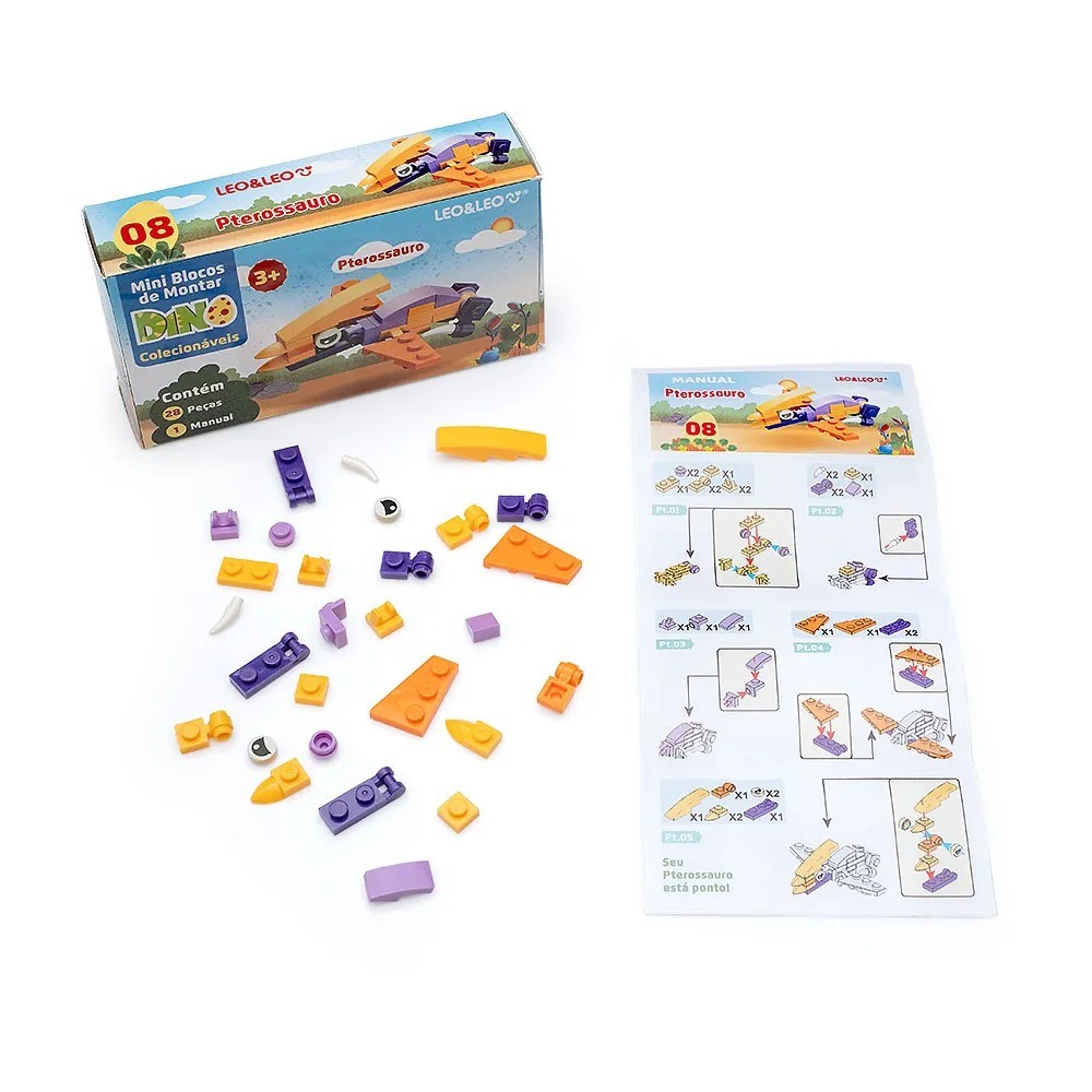 Bloco de Montar Mini Dino - Leo&Leo em Oferta na Shopee