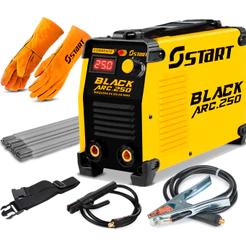 Máquina Solda Inversora Elétrica Mma/mig Black Arc 250 Start + Luva De Solda Cano Longo E Acessórios