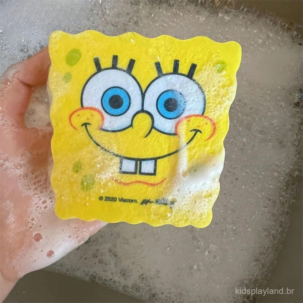 3 pcs Ferramenta de Limpeza de Cozinha com Bob Esponja de Desenho Animado Fofo Q6U1 ETV2