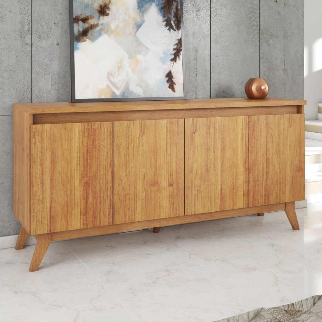 Buffet Aparador para Sala de Jantar 4 Portas Eifel Mel em Oferta na Shopee