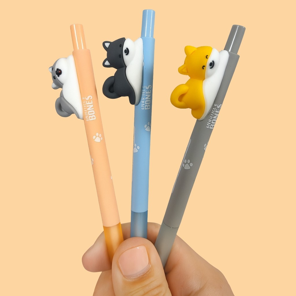 Caneta Criativa com Detalhe de Cachorrinho Fofo – Escrita Suave Azul