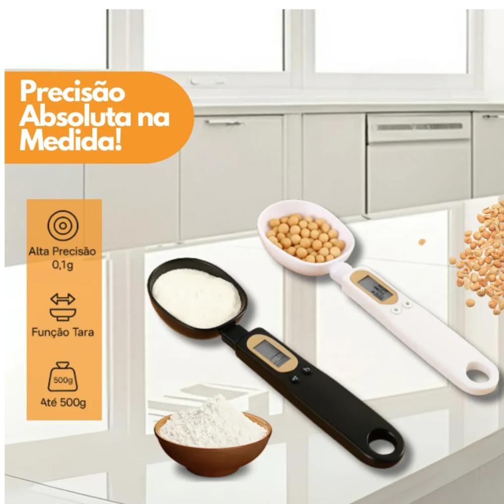 Achadinho Top Colher Medidora Balança Digital 500g Dosador Medidor Para Receitas Medida Perfeita