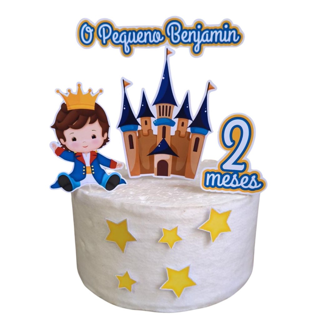 Topo de Bolo Pequeno Príncipe Personalizado Nome e Idade Mesversário e Aniversário