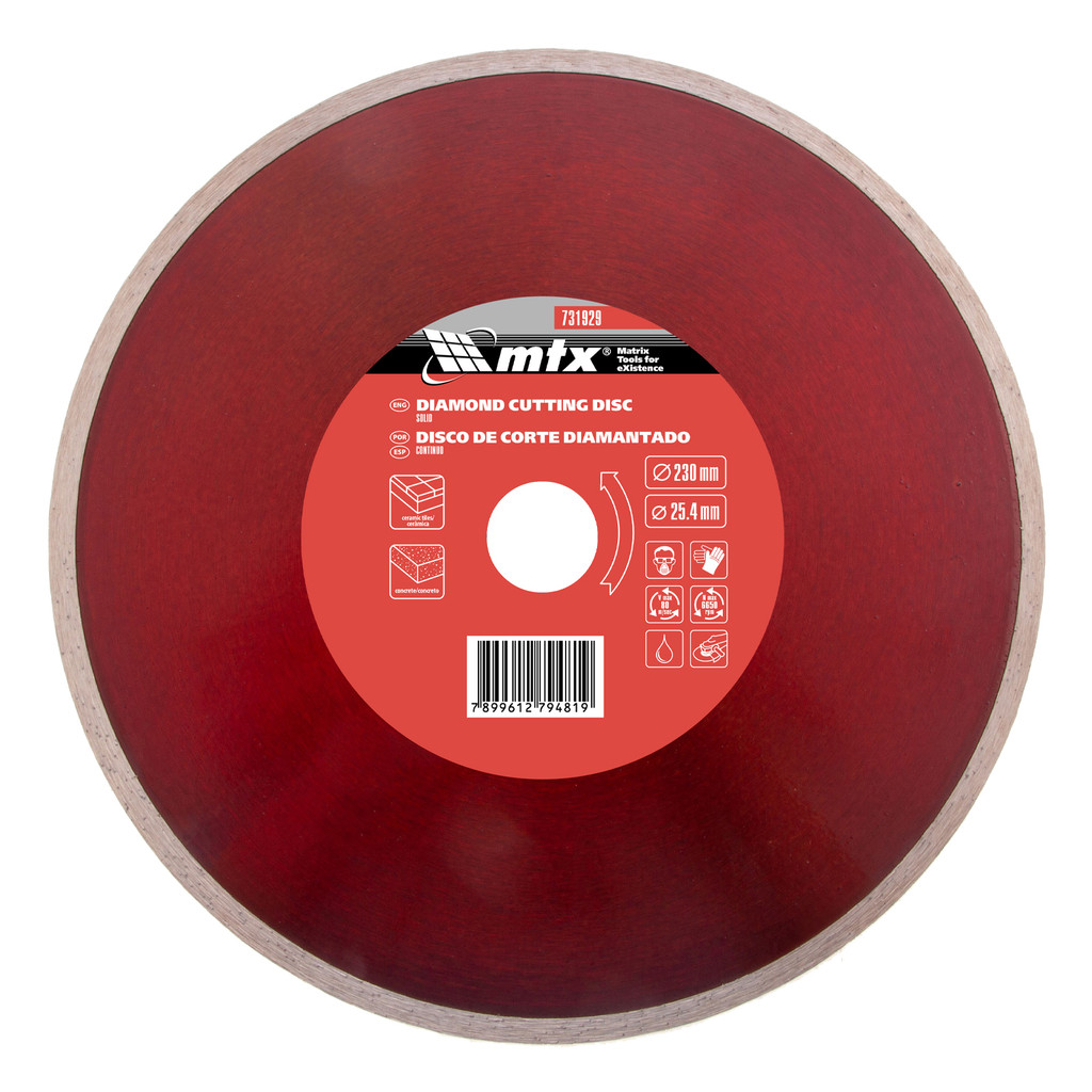 DISCO DE CORTE CONTINUO, DIAMANTADO, CORTE REFRIGERADO, 230 X 25,4MM, 1PC // MTX