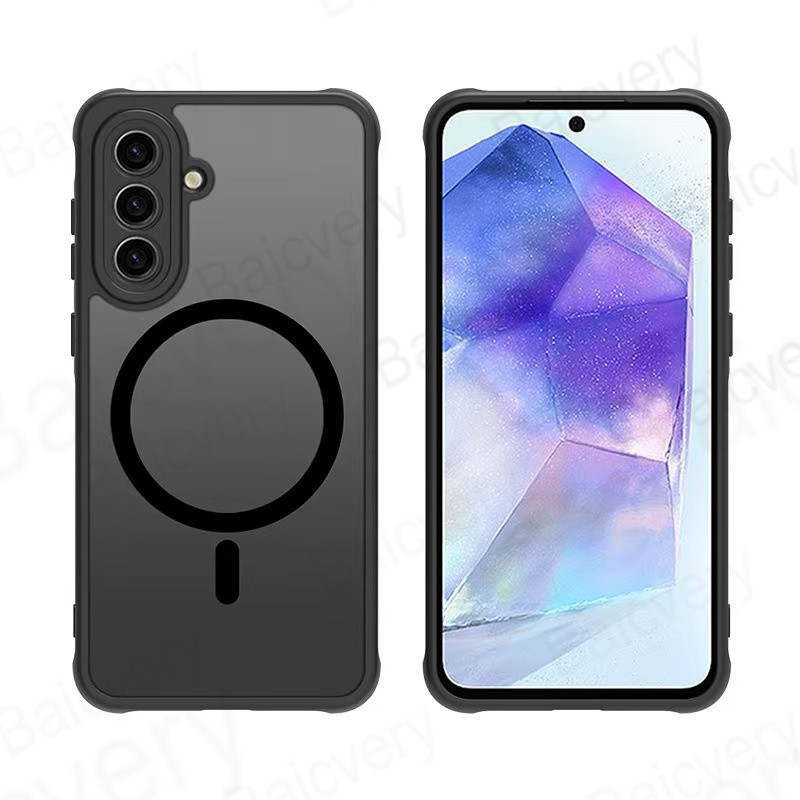 Para Samsung Galaxy A17 A16 4G A15 5G A55 A56 A35 A34 5G TPU Capa Traseira Dura Escudo Fosco Com Adesivo De Atração Magn