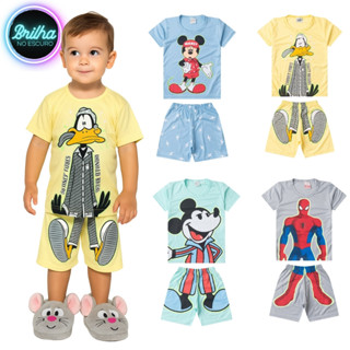Conjunto Pijama Brilha no Escuro Personagens Menino Infantil Mickey Homem Aranha Malha Levinha em Oferta na Shopee