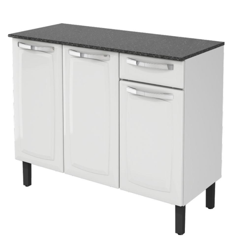 Balcão de Cozinha Itatiaia Aço 3 Portas 1 Gaveta Com Tampo Rose Branco Neve em Oferta na Shopee