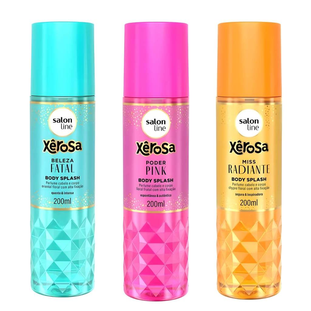 Kit Body Splash Salon Line Xerosa - Beleza Fatal + Poder Pink + Miss Radiante