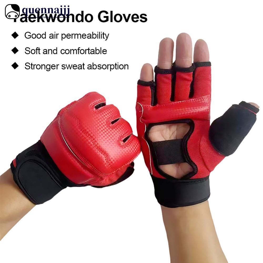 QUENNA Metade Dedo Luvas De Boxe Couro Do Plutônio MMA Luta Kick Karate Muay Thai Treinamento Treino T1Y6