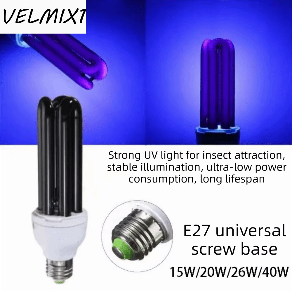 Luz Fluorescente Ultravioleta VELMIX1 , Lâmpada UV Base Preta 220V E27 Germicida De Baixa Energia AC220V