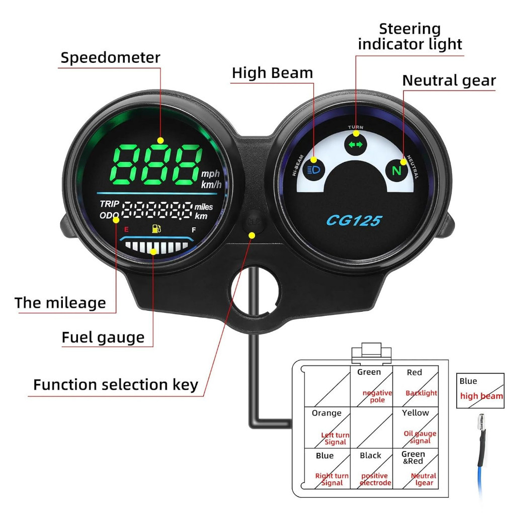 Detalhes do Painel Digital LED De Velocímetro De Motocicleta Fan125 Titan 125 2013 Dashboad Brasil Honda CG125 2000 A 2008
