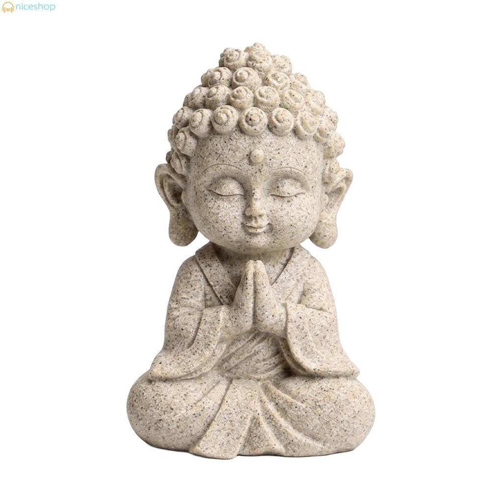 Estátua de Buda com textura de pedra de resina, usada para decoração de jardins ao ar livre, em pose meditativa, produzi