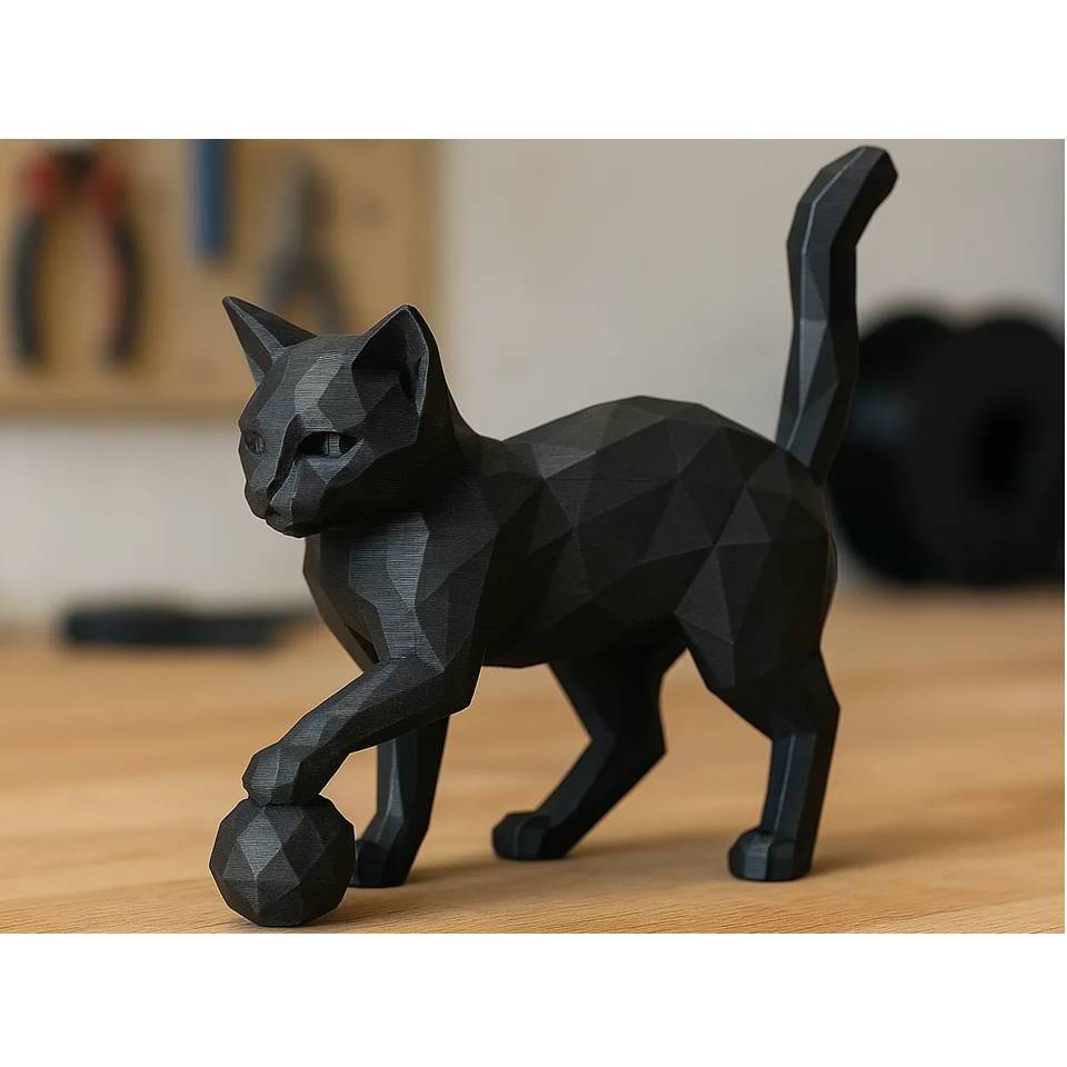 Estatueta Gato Facetado | Decoração Minimalista e Sofisticada