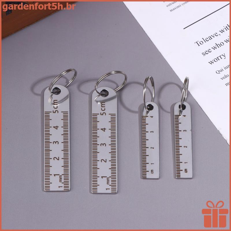 Mini Régua De Aço Inoxidável GARDE Com Chaveiro-Ferramenta De Medição Para Material De Escritório E Escolar (Anti-Perda)