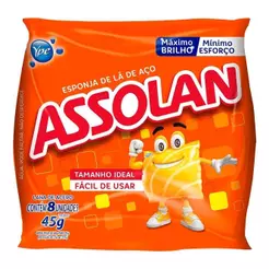 Lã de Aço Assolan 45g 20 Embalagens com 8 Unidades