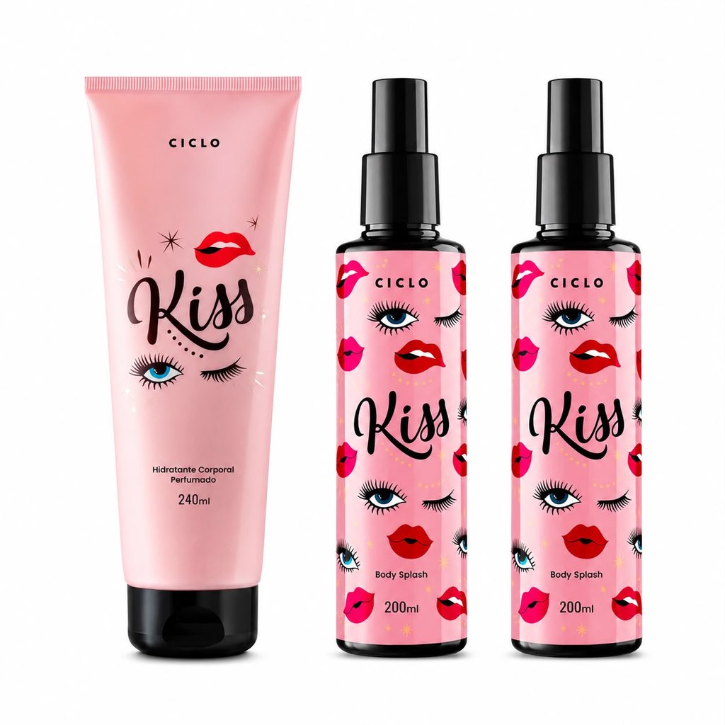 KIT CICLO 2 BODY  SPLASH KISS 200ML + HIDRATANTE CORPORAL PERFUMADO KISS 240ML
