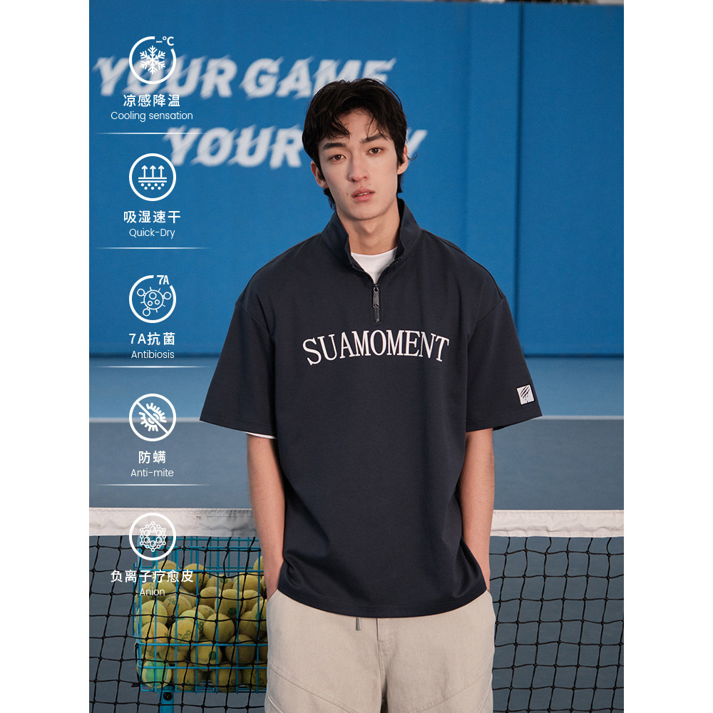 SUAMOMENT zero grau 7A antibacteriano legal sentimento carta impressão POLO masculino feminino verão lazer esportes cami