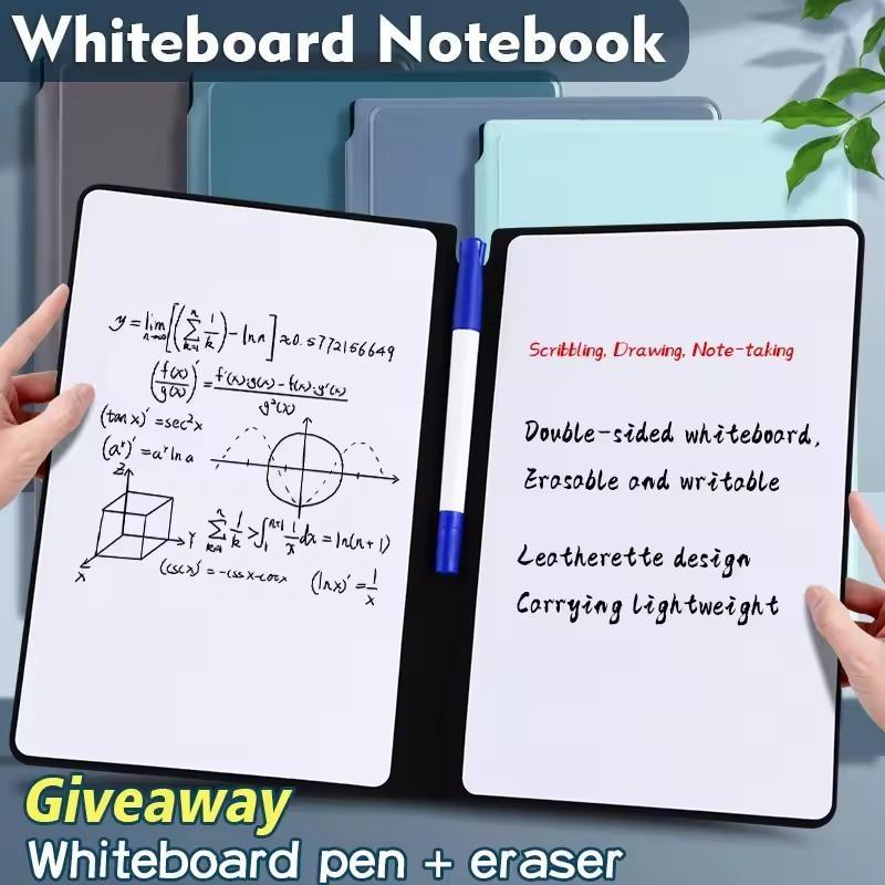 Conjunto De Caderno De Quadro Branco Reutilizável A5 Com Caneta Para Apagar Pano Bloco De Notas De Couro Wee